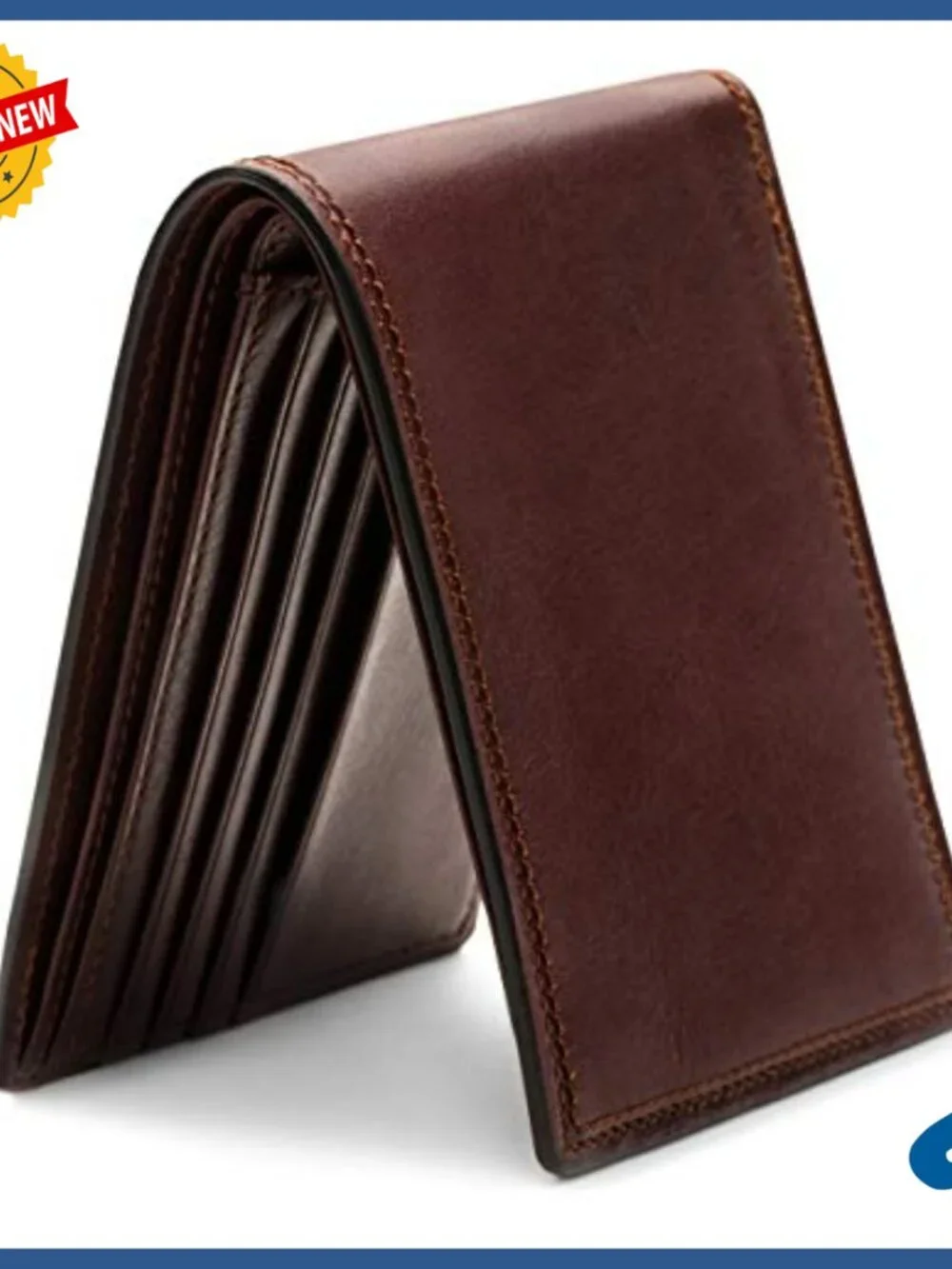 Men's Italian Leather Bifold Wallet RFID Blocking ID Window